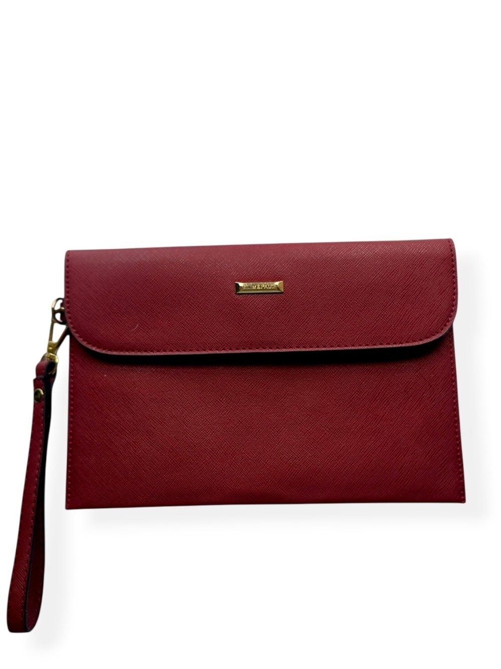West Elm Burgundy Wristlet Clutch Pouch Textured Faux Leather